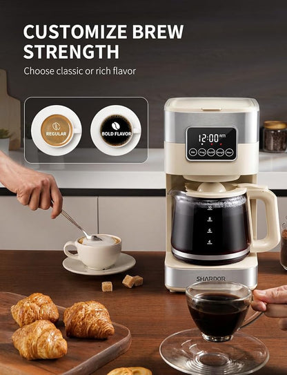 SHARDOR 10-Cup Programmable Coffee Maker, Regular & Strong Brew Drip Coffee - Image 4