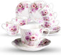 GuangYang 7 oz Porcelain Tea Cups and Saucers set of 6 by HOME