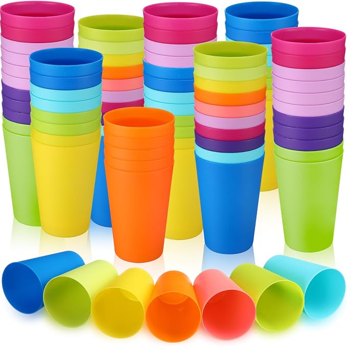Patelai 150 Pcs Reusable Plastic Cups Drinking Cups Colorful Unbreakable Juice by Patelai
