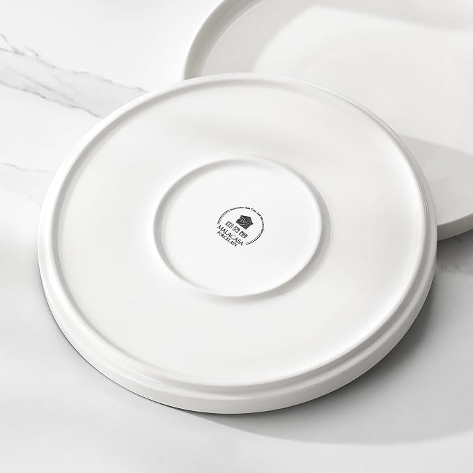 MALACASA 24 Pieces Porcelain Dinnerware Set, Modern White Dish Set - Image 9