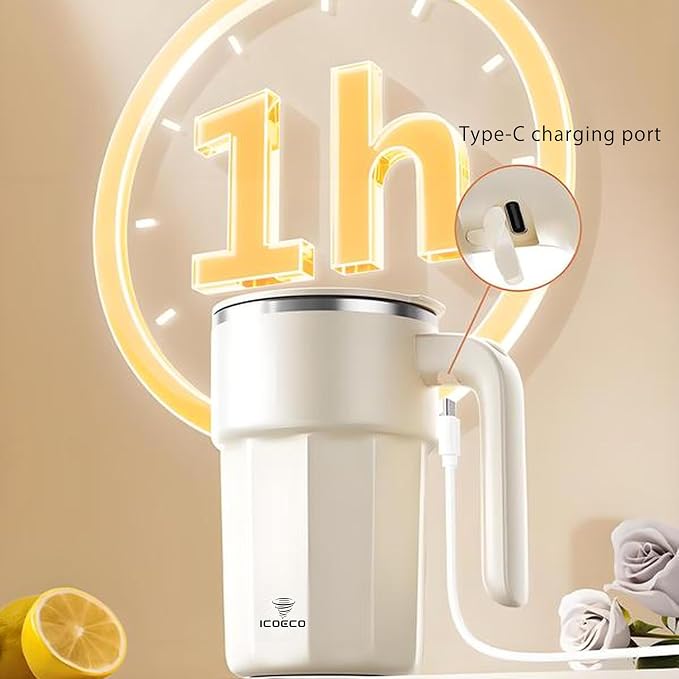 Self Stirring Coffee Mug, 12oz Rechargeable Magnetic Mixing Cup, 316 Stainless - Image 7