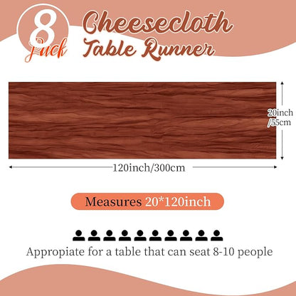 8 Pack Terracotta Cheesecloth Table Runners 20x120 Inch Gauze Table Runner - Image 2
