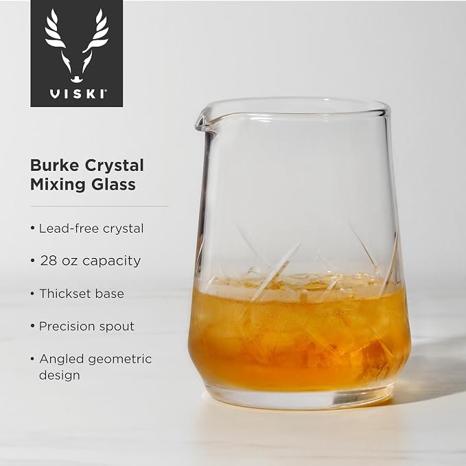 Viski Burke Cocktail Mixing Glass, Bartender and Barware Essentials, Geometric - Image 2