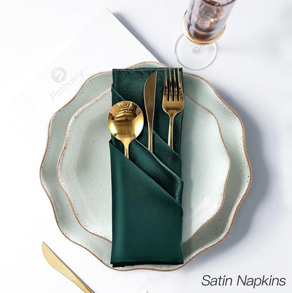 P Pothuiny 24 Pcs Green Satin Napkins 17 x 17 Inch, Satin Cloth Napkins | - Image 5
