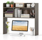 Tangkula Desktop Bookshelf for Computer Up to 32”, 37” Countertop Storage Hutch with 6 Storage Shelves, 3-Tier Desktop Organizer Display Rack, Wooden Desk Hutch for Dorm Home Office (Grey,6 Shelves)