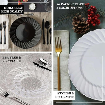 Efavormart 12-Pack 7.5" White Flair Rim Plastic Salad Dessert Plates, Elegant - Image 4