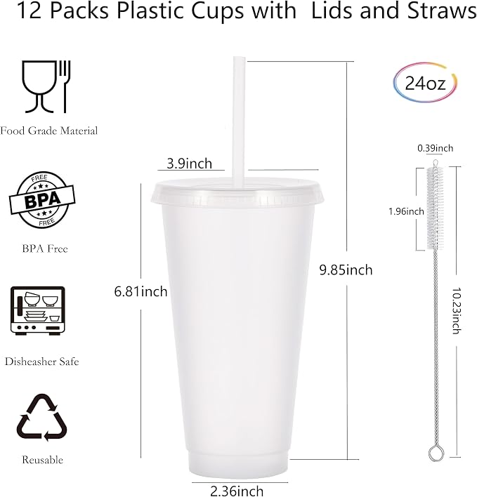 24 oz Reusable Plastic Cups, Custom Cups - Image 2