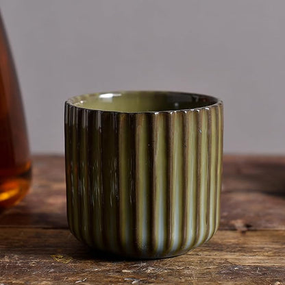 Vintage Ceramic Mug, Japanese Tea Cup 6oz Striped Cup No Handle Drinking Cup - Image 3