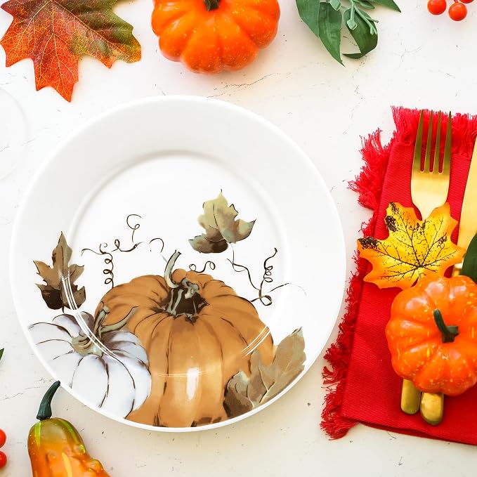 Honeydak 6 Pcs 6 Inch Fall Plates Pumpkin Ceramic Thanksgiving Salad Plates So - Image 5