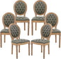 Vintage French Dining Chairs Set of 6, Round Back PU Leather Upholstered Side Chairs with Nailhead Trim and Solid Wood Frame, Sillas de Comedor for Dining Room & Kitchen, Olive Green