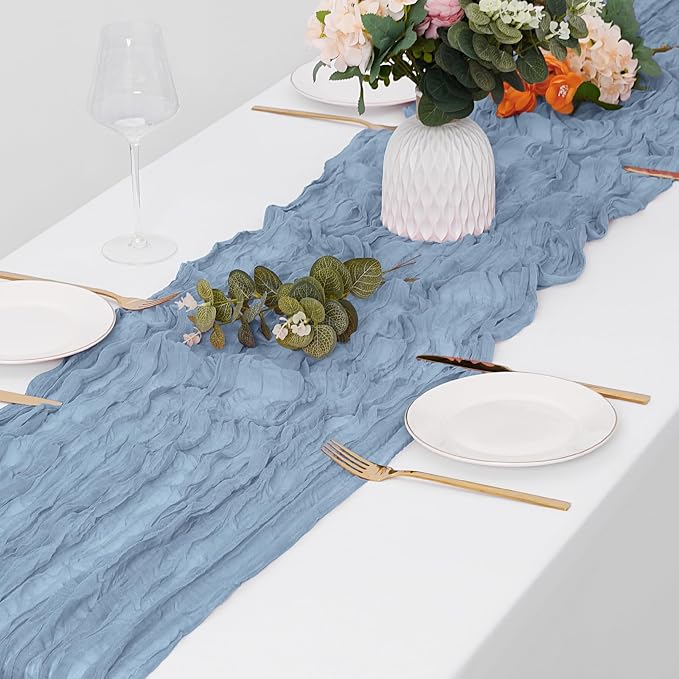 30 Pack Dusty Blue Cheesecloth Table Runner 17 x 108 inch Cheese Cloth Table - Image 4