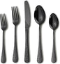Runfly Modern Carved Floral Black Stainless Steel 20-Piece Flatware Set | by Runfly