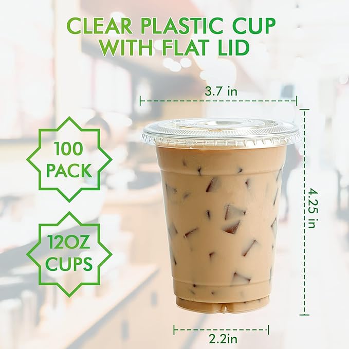 Lilymicky 100 Sets 12 oz Clear Plastic Cups - Image 5