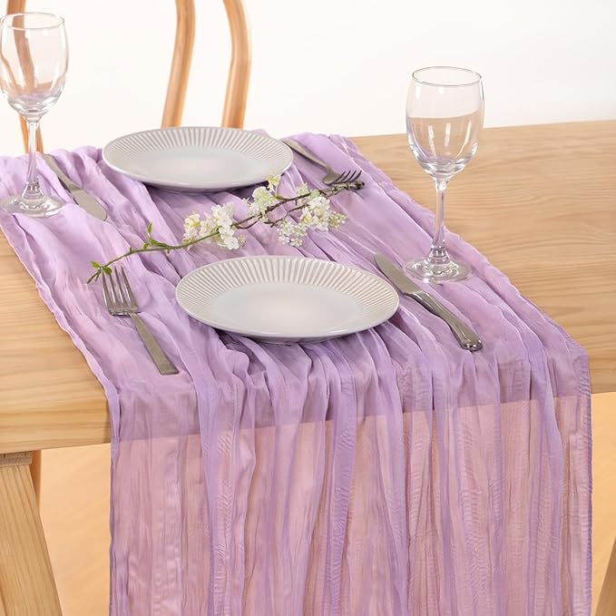 12 Pack Lilac Purple Cheesecloth Table Runner 10ft Boho Table Decor | - Image 6