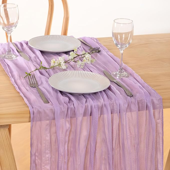 3 Pack Lilac Purple Cheesecloth Table Runner 10ft Boho Table Decor | - Image 6