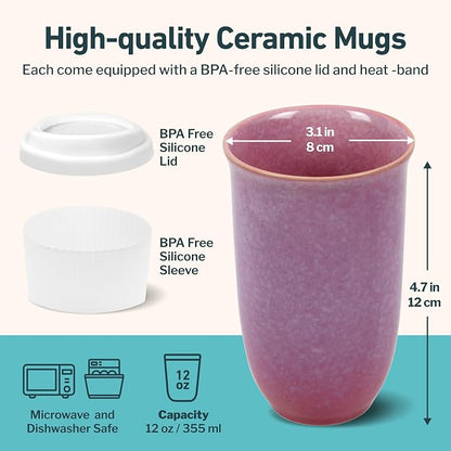 NOVA CERAMICS Coffee Travel Mug – Cup Holder Friendly Travel Mug– Microwave & - Image 3