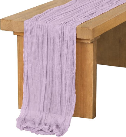 Ling's Moment Lilac Gauze Cheesecloth Table Runner, 14FT | Light Purple Sheer by LingsMoment