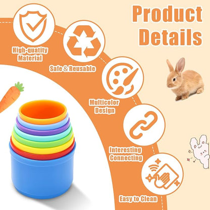 8 Pcs Stacking Cups for Rabbits, Nesting Rabbit Toys of Different Sizes - Image 2