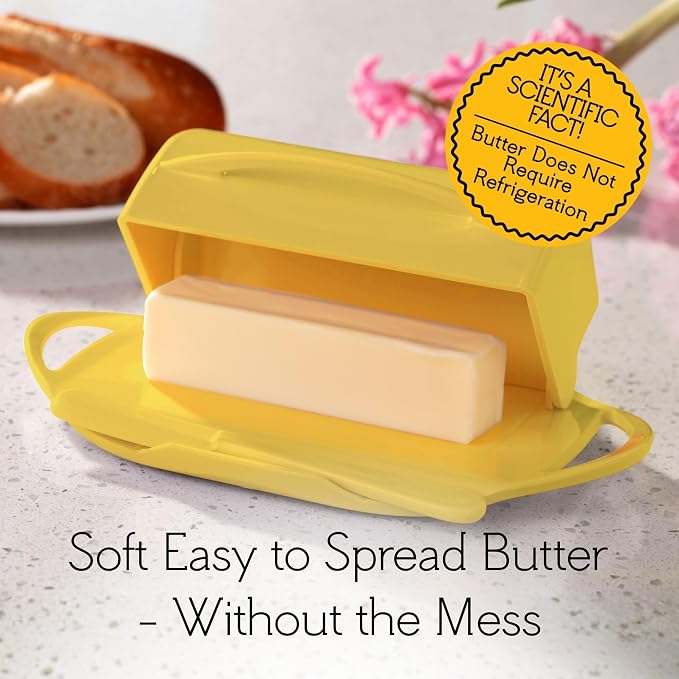 Flip Top Butter Dish with Attached Lid & Matching Knife, 2 Pack - Image 5