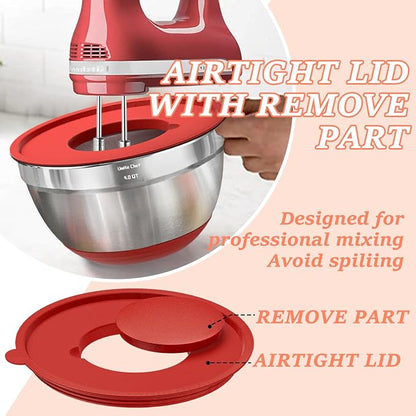Umite Chef Mixing Bowls with Airtight Lids Set, 3 Grater Attachments & Non-Slip - Image 7