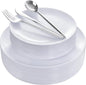 I00000 white Plastic Plates with Disposable silver silverware, disposable plates,nice disposable plates include 30 Dinner plates,30 white dessert plates, 90 Plastic Silverware Set for Valentine's Day