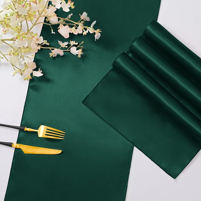 Horbaunal 6 Pack Satin Runners 12 x 108 Inch, Forest Green | Bright Silky - Image 5