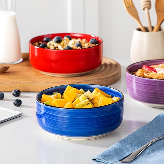 vancasso Bonita Cereal Bowls Set of 6, 24 OZ Ceramic Bowls - Image 5