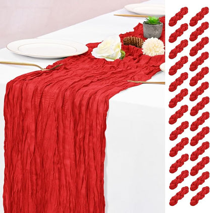 25 Pack Red Table Runner 17 x 108inch Cheesecloth Table Runner Boho Gauze Table by Lumaycens