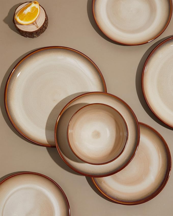 Ceramic 32 Oz Pasta Bowls, 8.75 Inch Reactive Glaze Pasta Bowl Set of 4 - Image 3