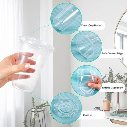 JOLLY PARTY 100Pack 16 oz Clear Plastic Cups - Image 3