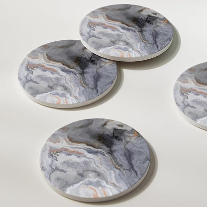 Set of 6 Abstract Dark Blue Marble Coasters - Image 6