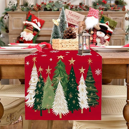 Christmas Table Runner 13x120 Inch, Xmas Trees Snowflakes Holiday Decorative - Image 7