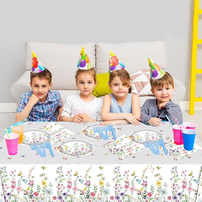 Wildflower Plates and Napkins Party Supplies, Floral Tablecloth | 24 Serves - Image 5