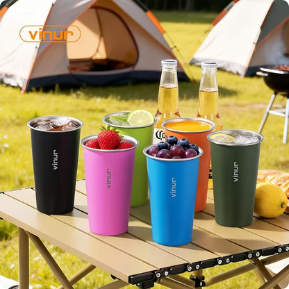 VINUR Stainless Steel Cups-20 oz Stackable Metal Drinking Glasses 6 Pcs | 20 oz - Image 7