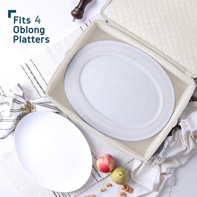 Platter Storage Case – Fine China Storage Containers Hard Shell, Quilted and - Image 2