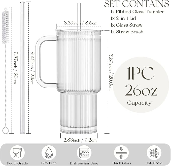 KEMORELA Large 26oz Clear Glass Mug - Image 3