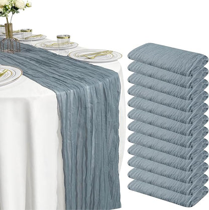 12 Pack Dusty Blue Cheesecloth Table Runner – 10FT Gauze Boho Table Runners - Image 9