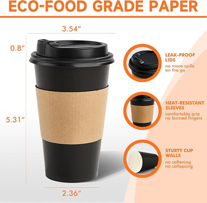 METAPRINT 50 Pack 16 oz Disposable Coffee Cups - Image 2