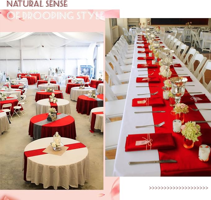 10-Pack Red 12 x 108 inches Long Premium Satin Table Runner | Wedding, - Image 7