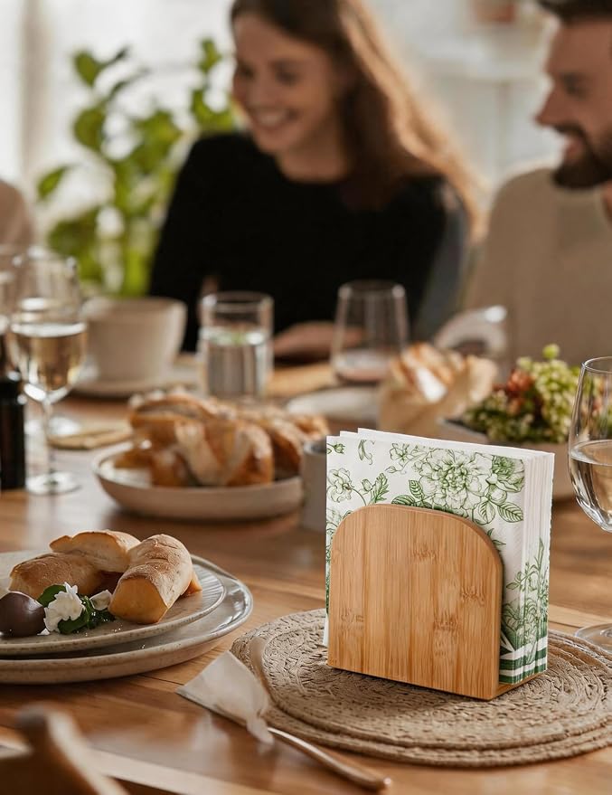 Napkin Holder for Table Stable Standing Napkin Dispenser Natural Bamboo | - Image 6