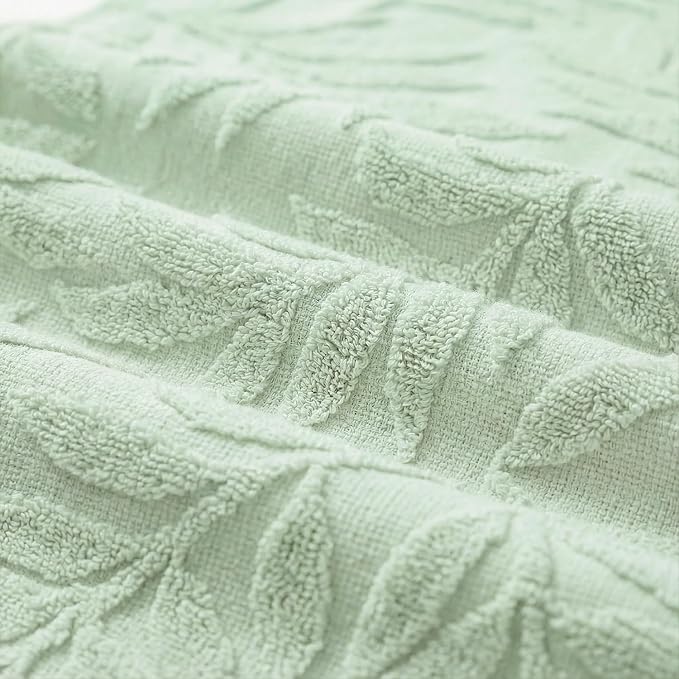Artoid Mode Sage Green Soft 3D Jacquard Leaves 100%Cotton Spring Table Runner - Image 7