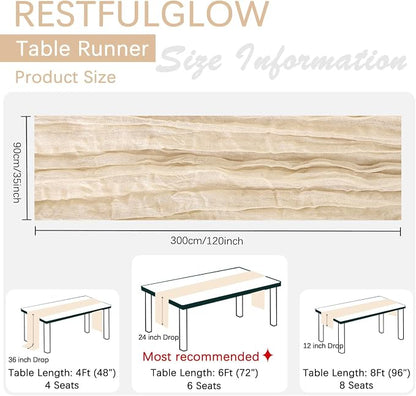 6 Pack Beige Cheesecloth Table Runner 35 x 120 Inch | Boho Gauze Fabric - Image 3
