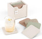 Fluxynara Felt Coasters with Holder, Boho | Square Felt Coasters, by FLUXYNARA