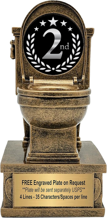 Decade Awards Action Pedestal Gold Toilet Bowl Trophy with Optional Inserts - Custom Engraved Plate On Request (7 Inch Tall)