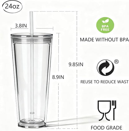 24oz Tumbler with Lid and Straw, Leak Proof and Double Wall Insulated Reusable - Image 2