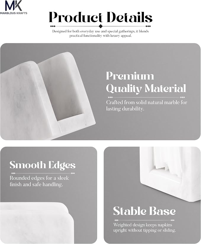 Marble Mini Napkin Holder 3" x 4" Inch White Serviette Holder - Image 5