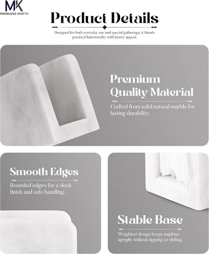 Marble Mini Napkin Holder 3" x 4" Inch White Serviette Holder - Image 5