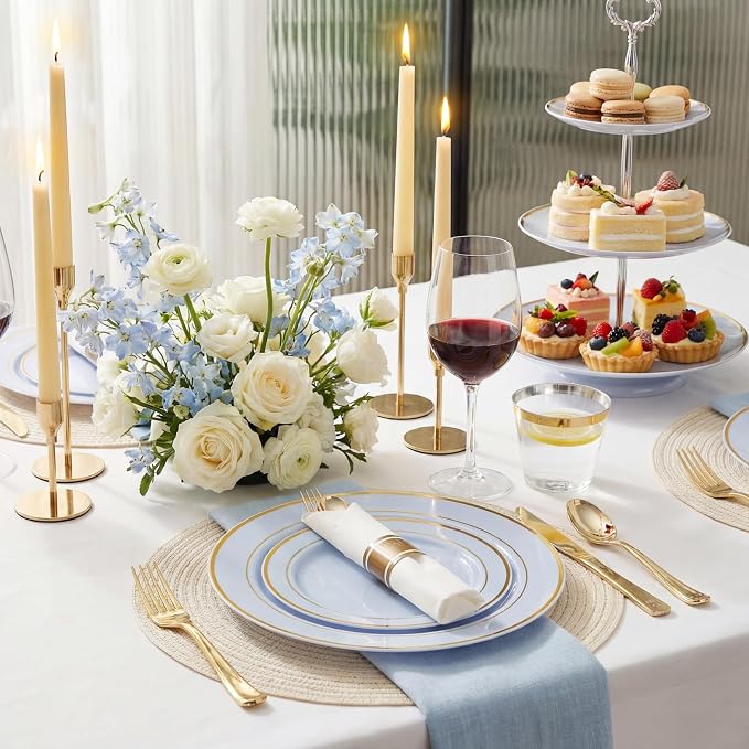 175PCS Blue Plates Disposable - Image 2