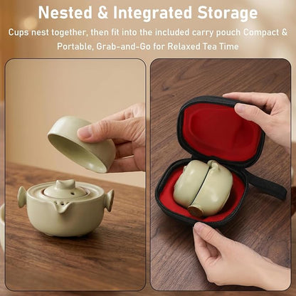 WUWEOT Travel Gaiwan Tea Set for One, Portable Porcelain Teapot | Chinese - Image 3
