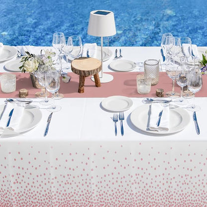 MASHAN 24 Pack White and Rose Gold Tablecloth Set - Image 5